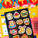 Snack Party Cute Glitter Stickers