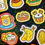 Snack Party Cute Glitter Stickers